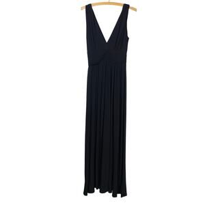 Vivian Tam Black Jersey High Waist Maxi Dress Size S Modern Minimalist Travel